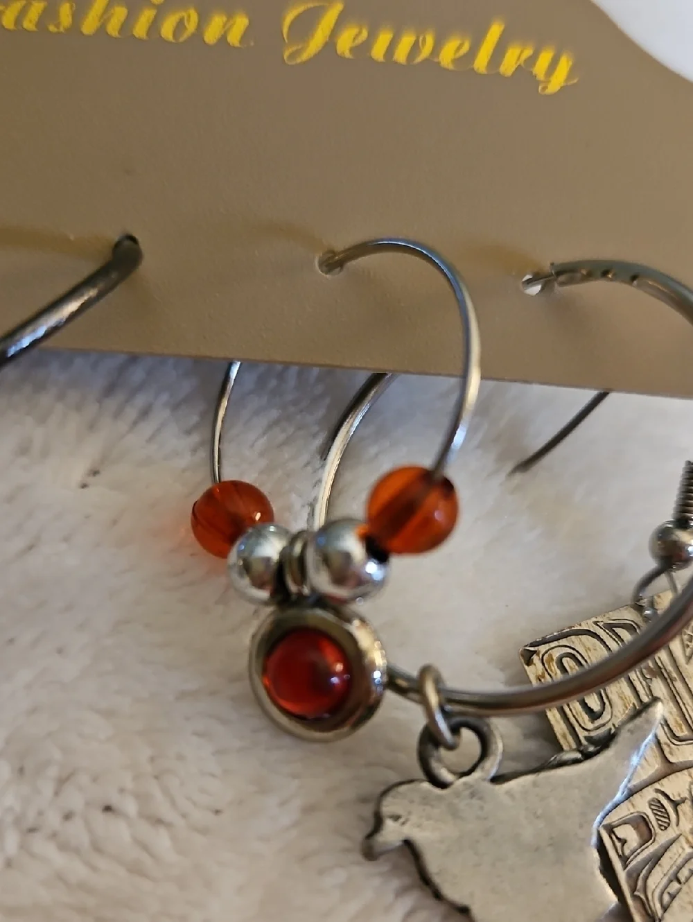 Vintage Six Single Hoop Totem Soccer Bird Earrings